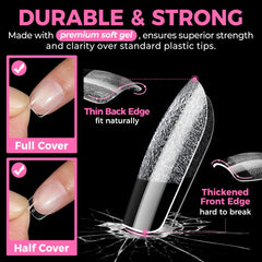 UNA GELLA applied on hand to show short squoval look and ready-to-style benefit