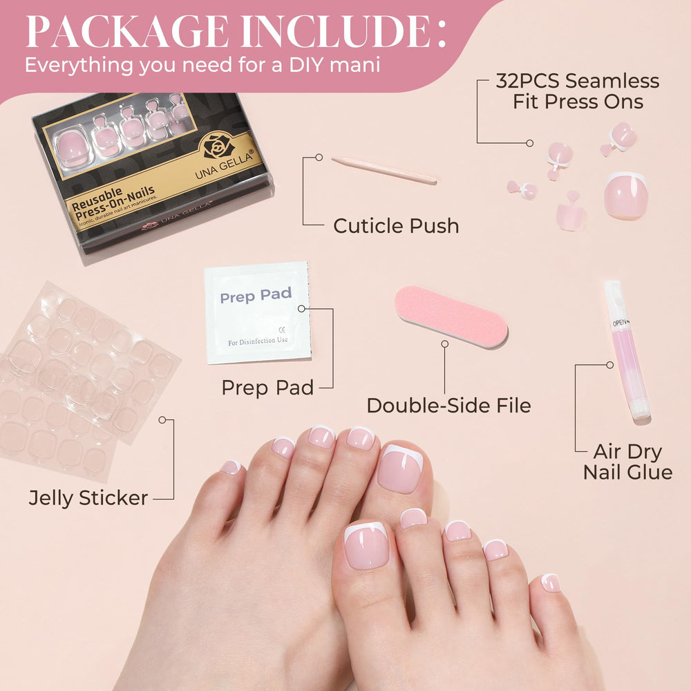 UNA GELLA applied on toes wearing sandals, demonstrates polished salon look