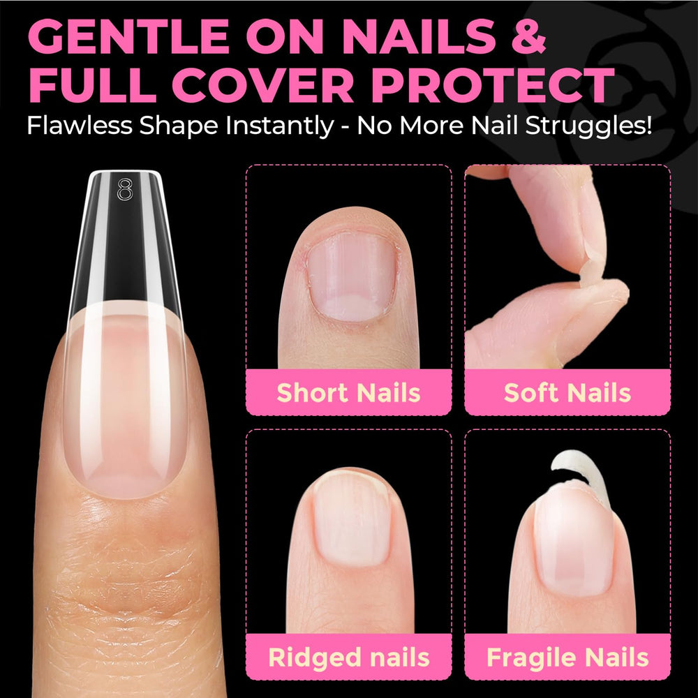 UNA GELLA tips with gel polish overlay demonstrating professional shine