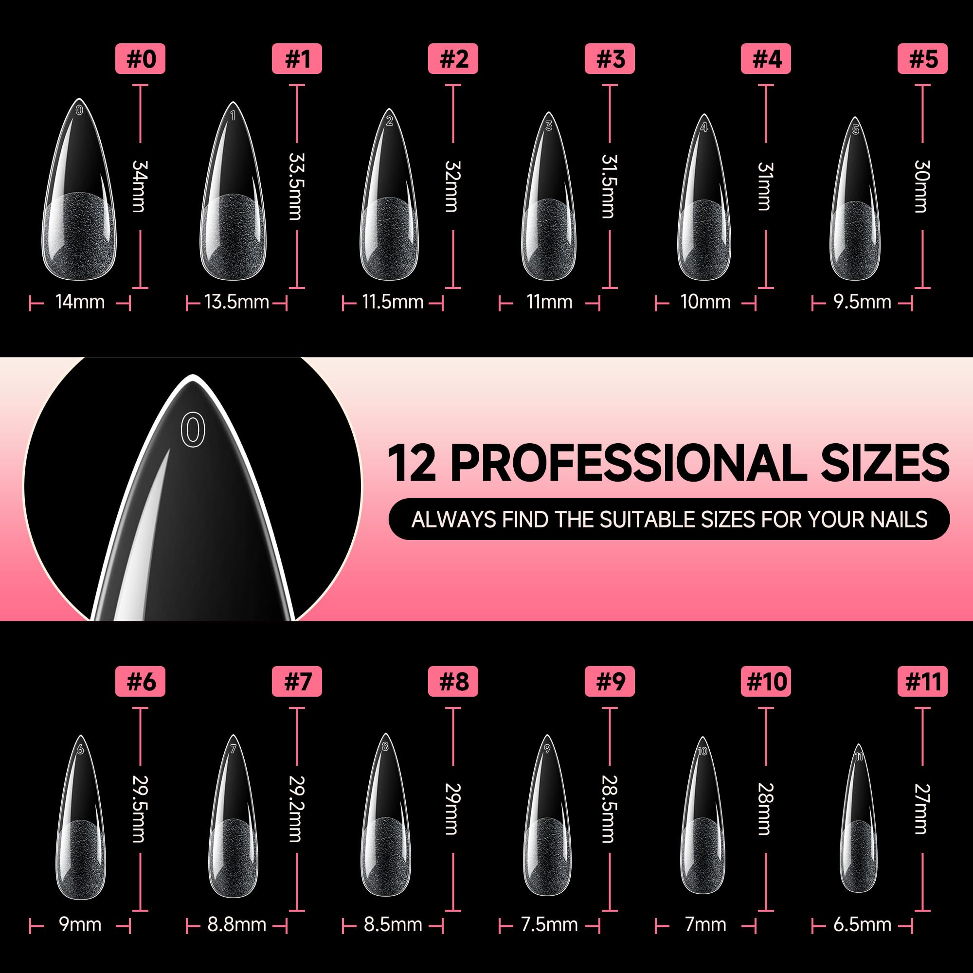 UNA GELLA painted stiletto tips displaying nail art compatibility