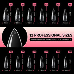 UNA GELLA painted stiletto tips displaying nail art compatibility