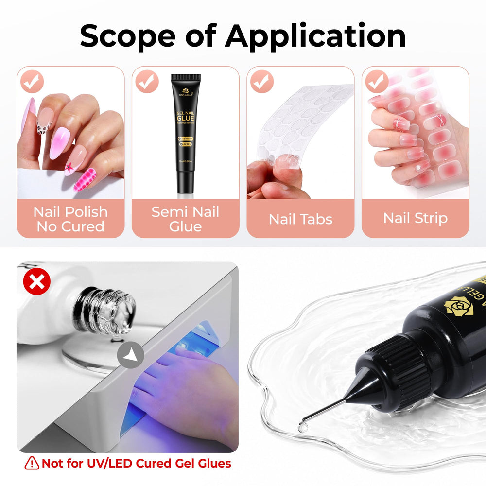 UNA GELLA pinpoint applicator detail enabling accurate adhesive targeting