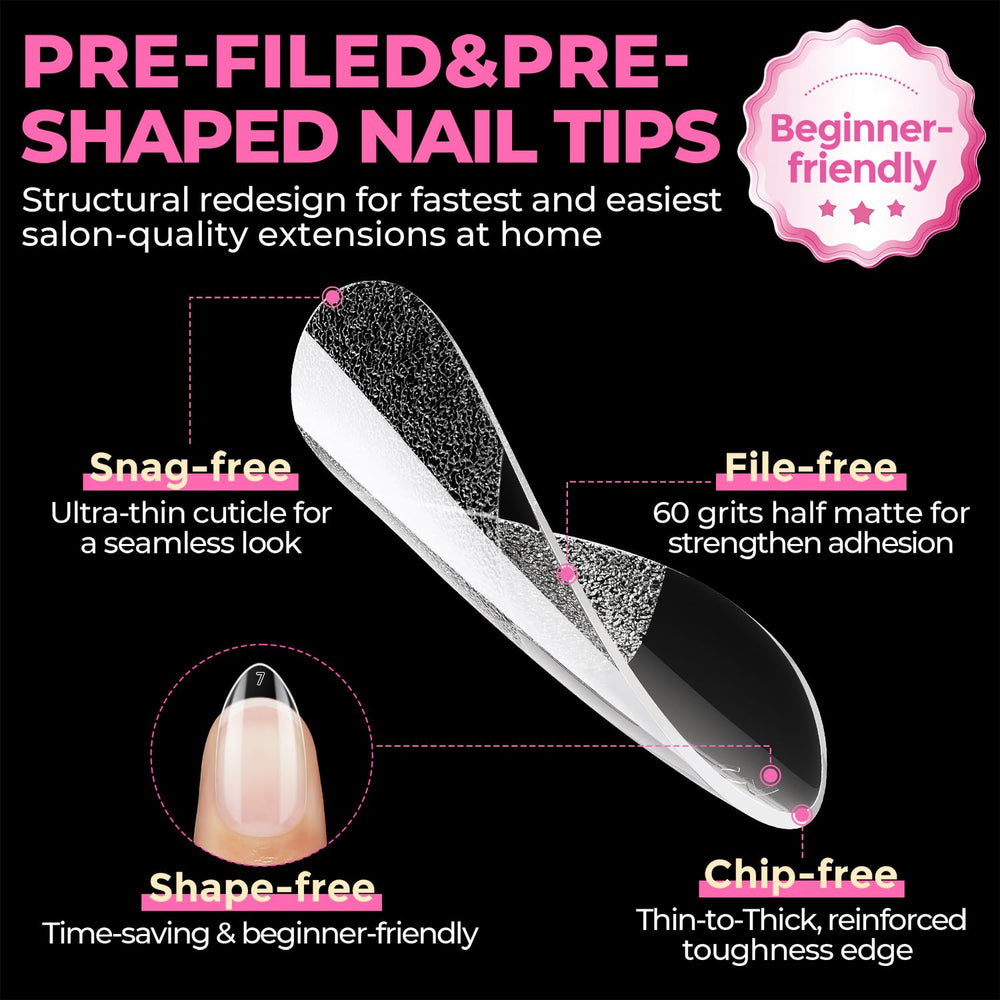 UNA GELLA polished short almond nails styled for a natural look