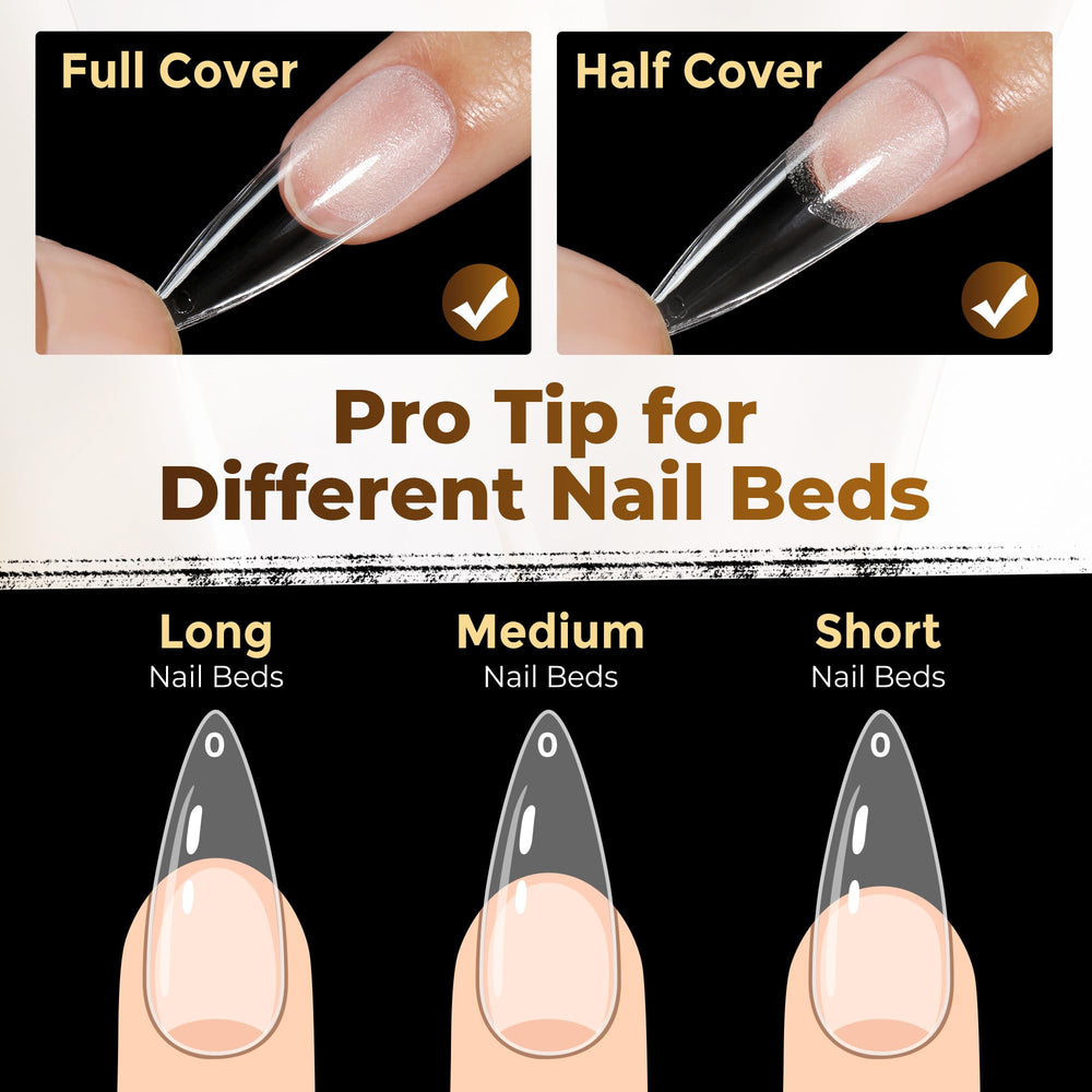 UNA GELLA polished stiletto nails in lifestyle shot highlighting salon finish