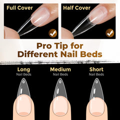 UNA GELLA polished stiletto nails in lifestyle shot highlighting salon finish