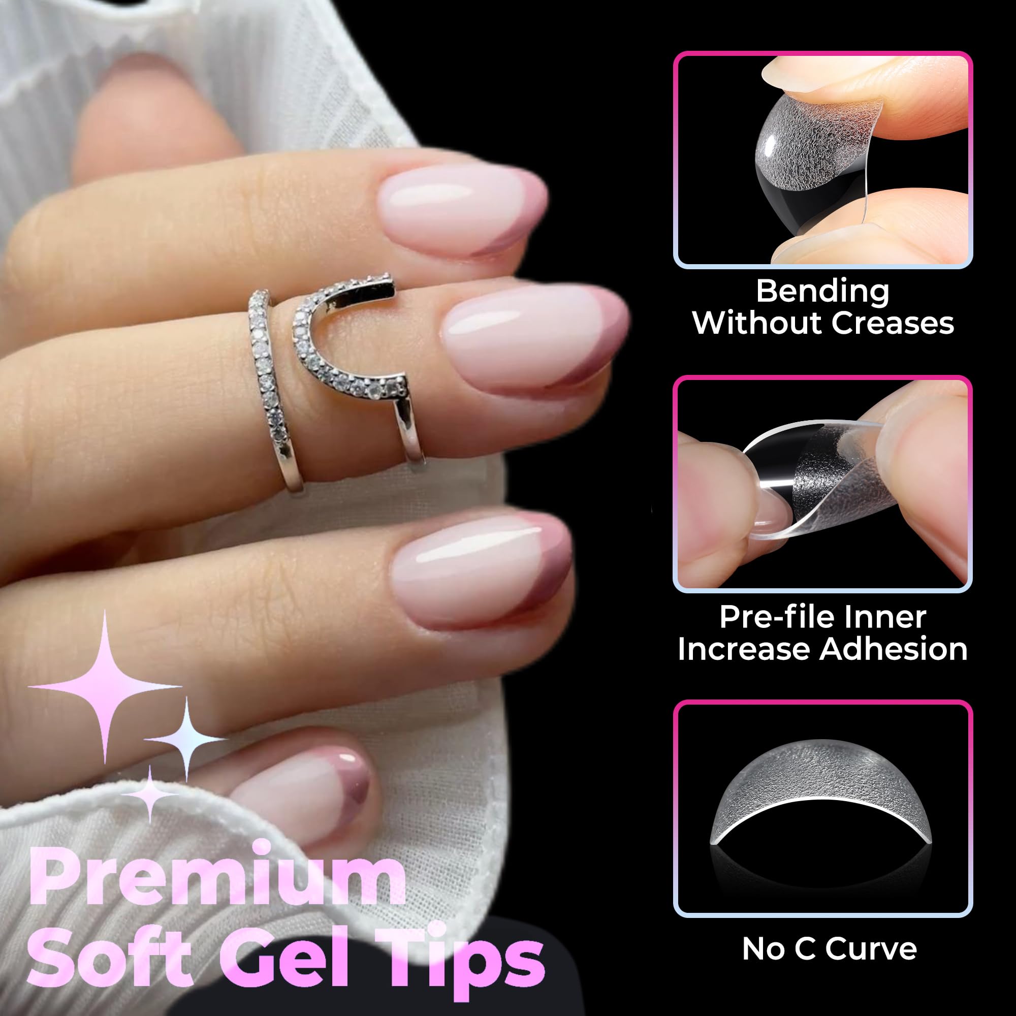 UNA GELLA polished tips with French manicure showing versatile art-ready surface benefit