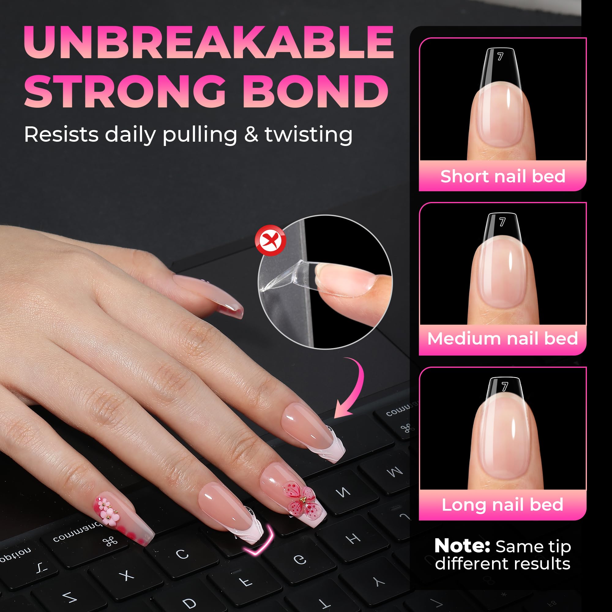 UNA GELLA press-on application in hand for fast salon results