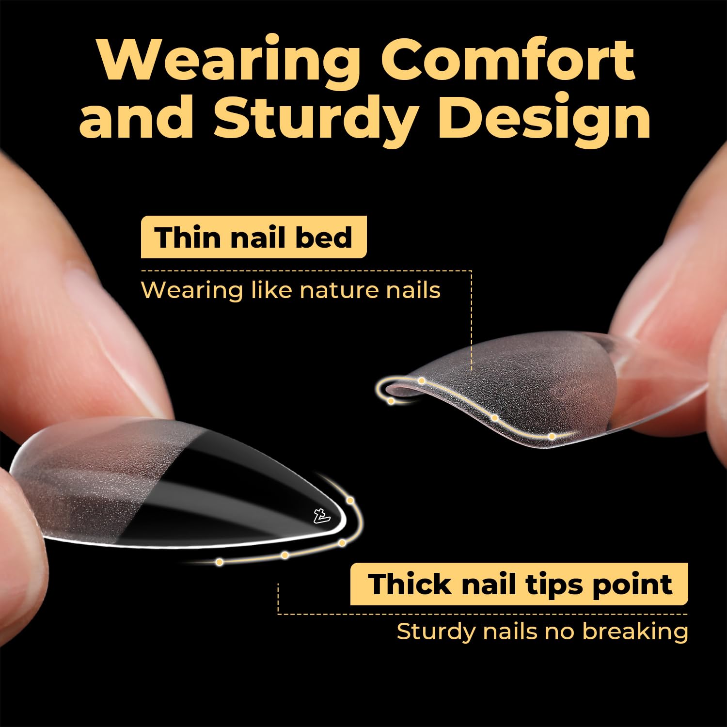 UNA GELLA reinforced free edge close-up preventing cracks and extending wear