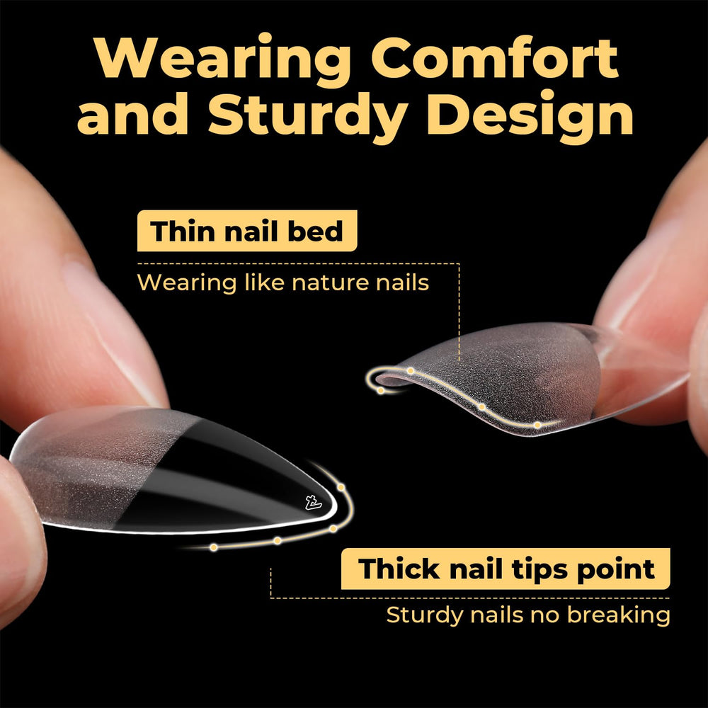 UNA GELLA reinforced free edge close-up preventing cracks and extending wear