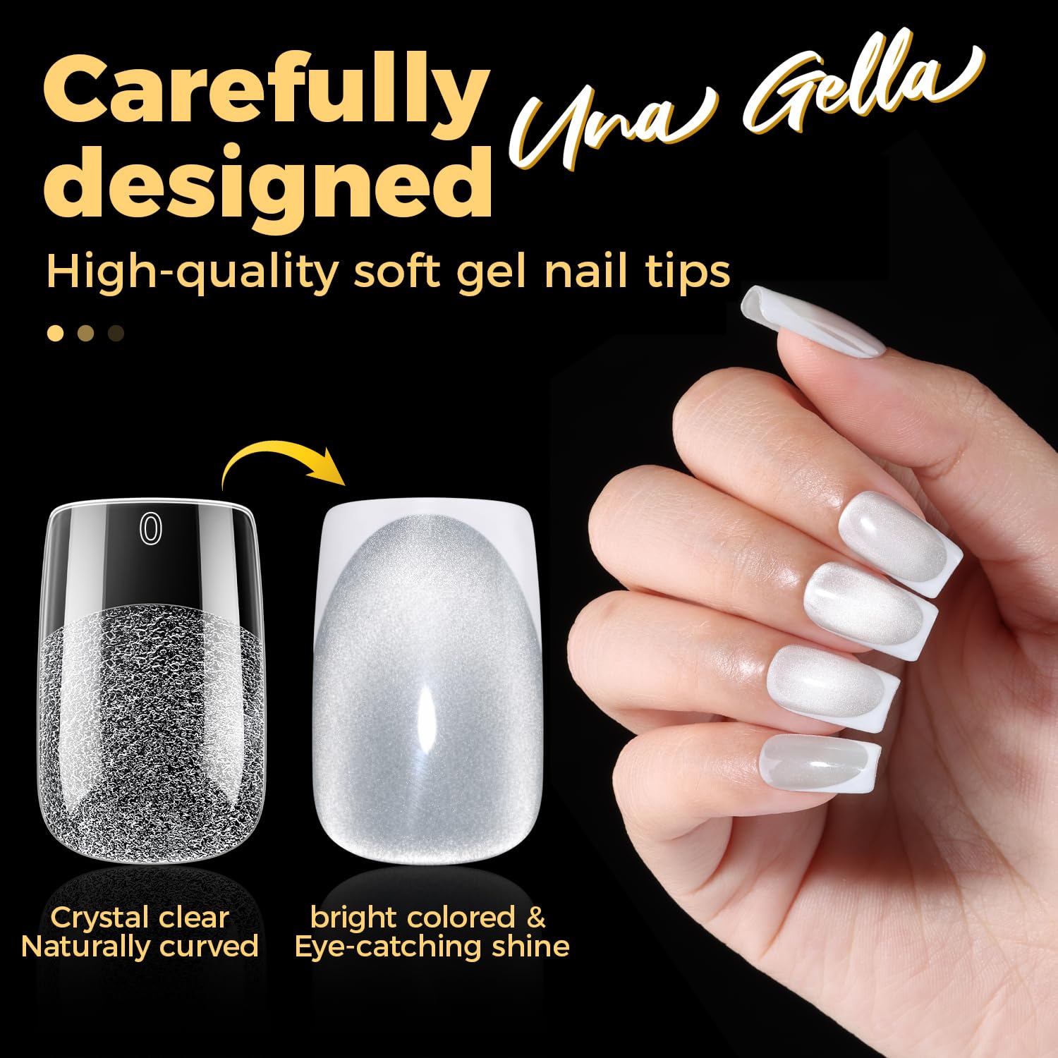 UNA GELLA reinforced stress point close-up for break-resistant nail extensions