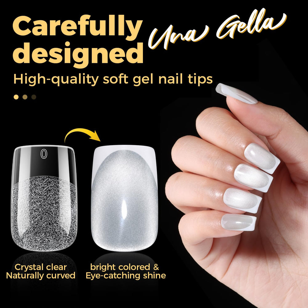UNA GELLA reinforced stress point close-up for break-resistant nail extensions