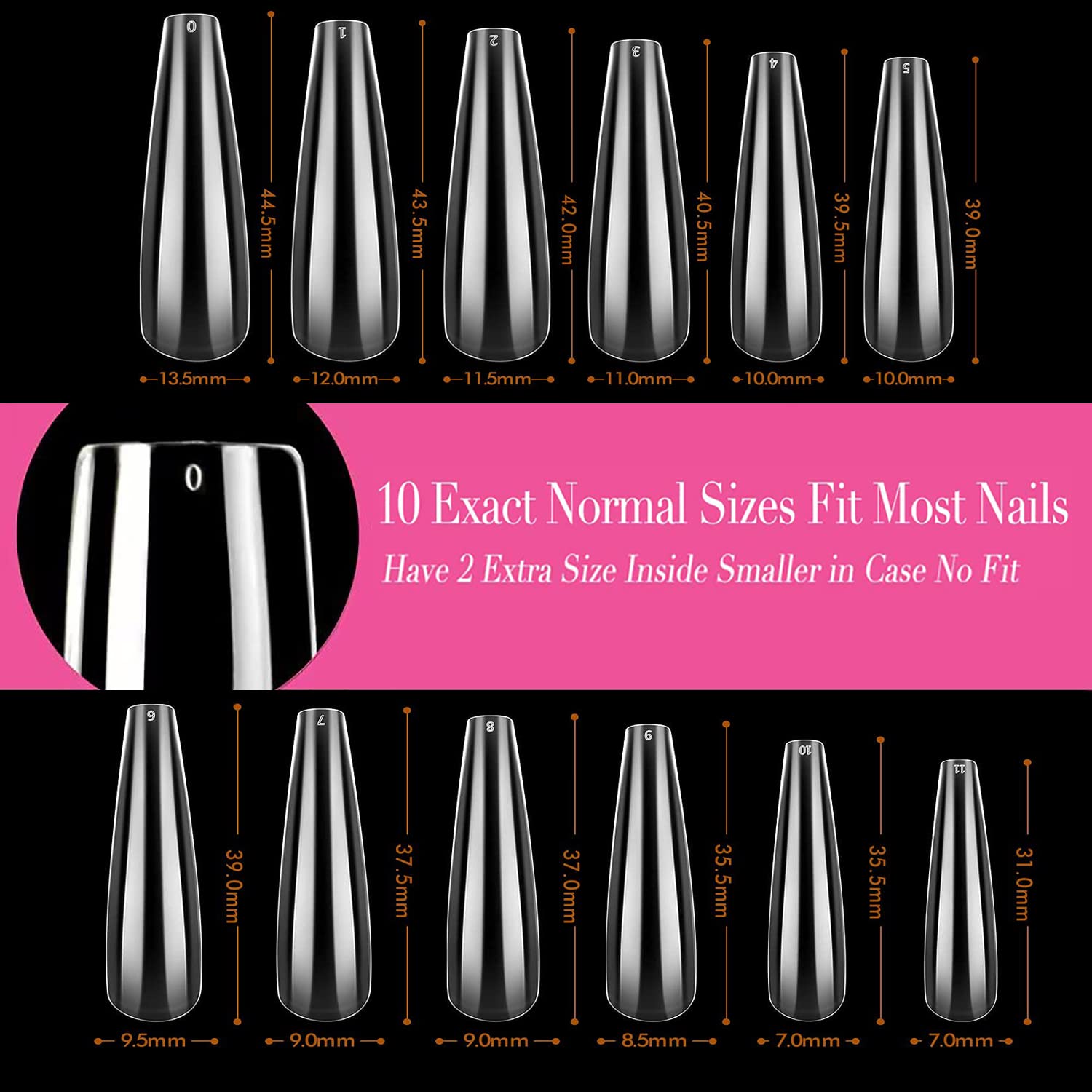 UNA GELLA comparison on finger model demonstrating extra-long scale