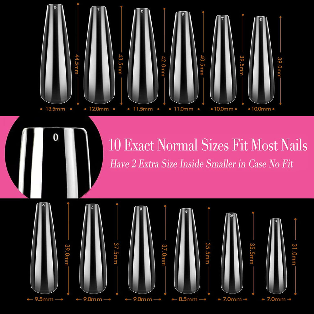 UNA GELLA comparison on finger model demonstrating extra-long scale