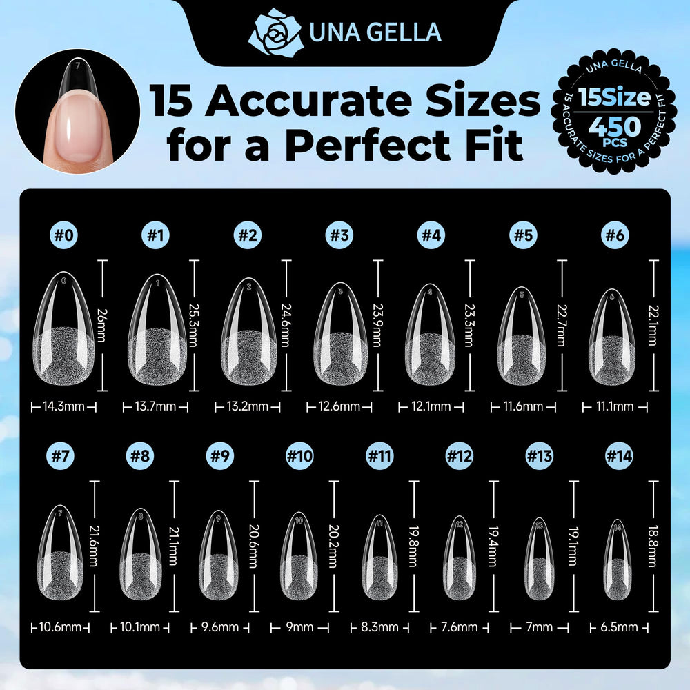 UNA GELLA hand next to pack for scale showing large 450-piece supply