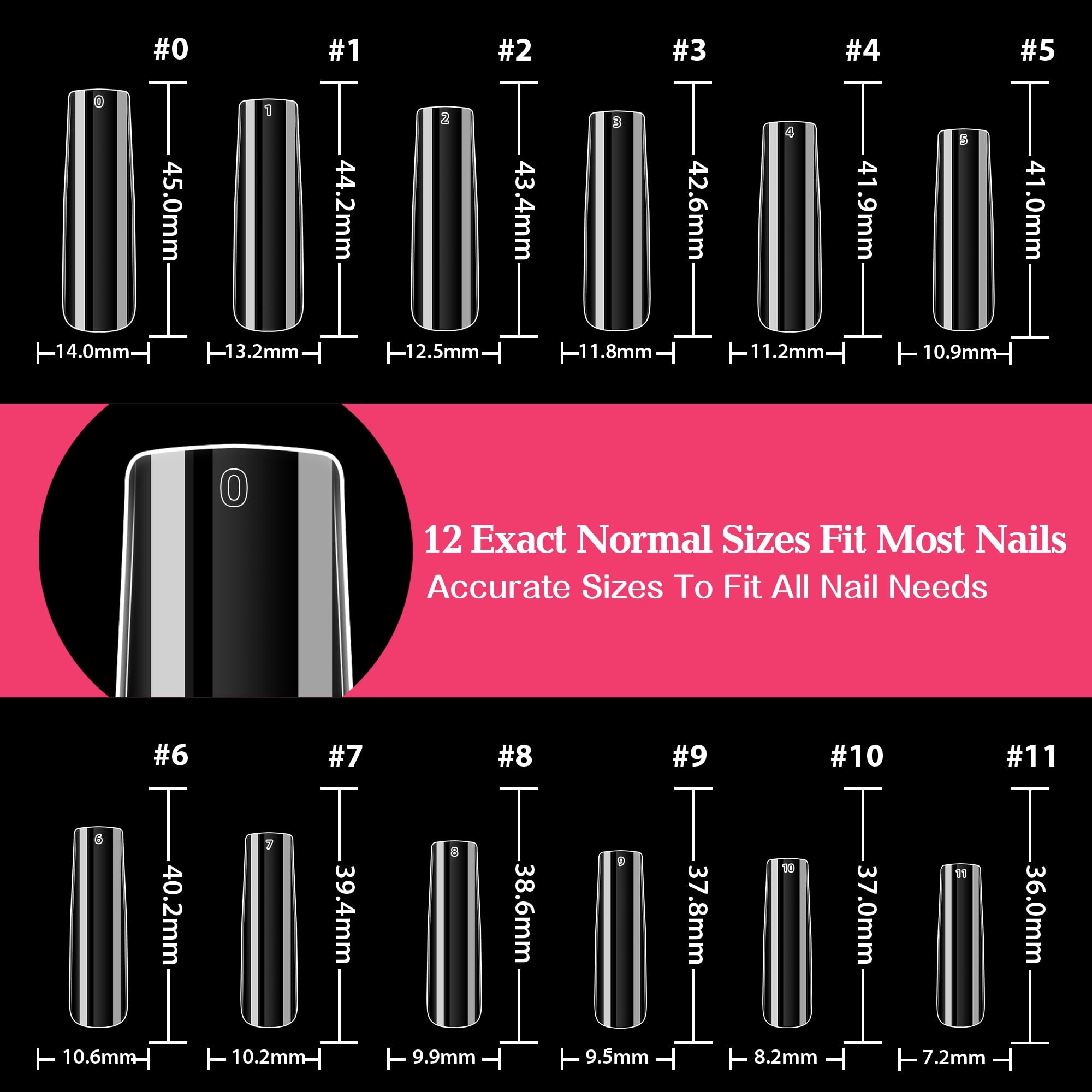 UNA GELLA tip next to ruler indicating extra-long length for scale