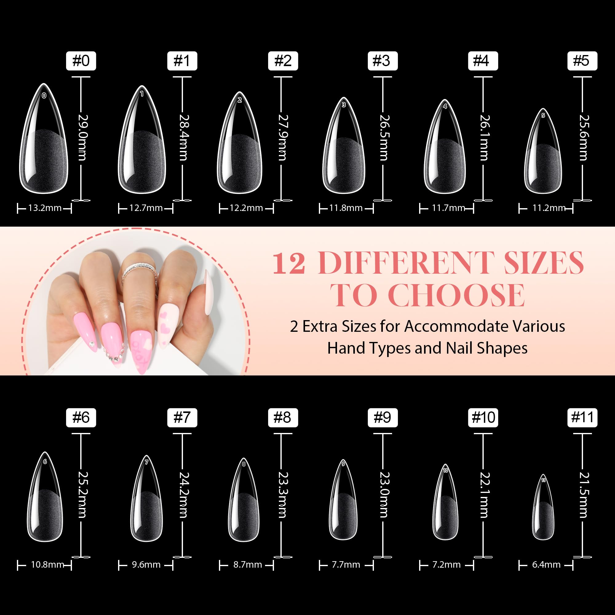 UNA GELLA tips next to a coin to show true-to-scale size and length options