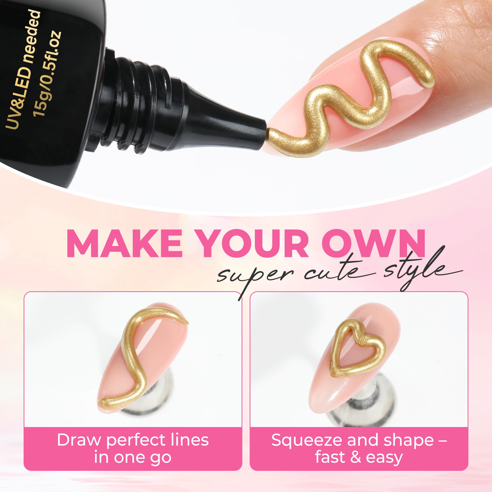UNA GELLA sculpted French edge on nail demonstrating precise dimensional lines
