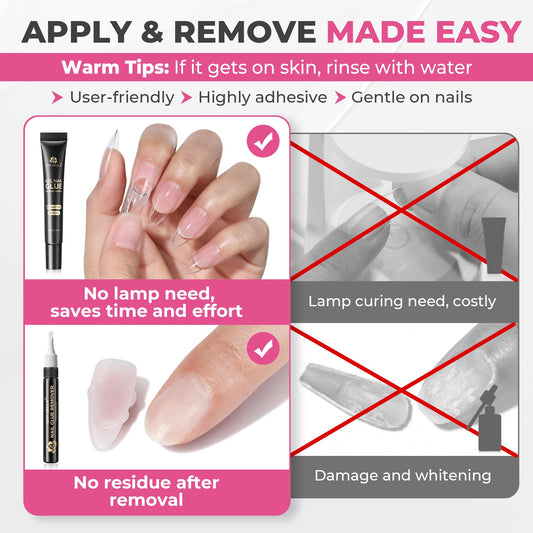 UNA GELLA semi-solid glue texture demonstrating drip-free control benefit