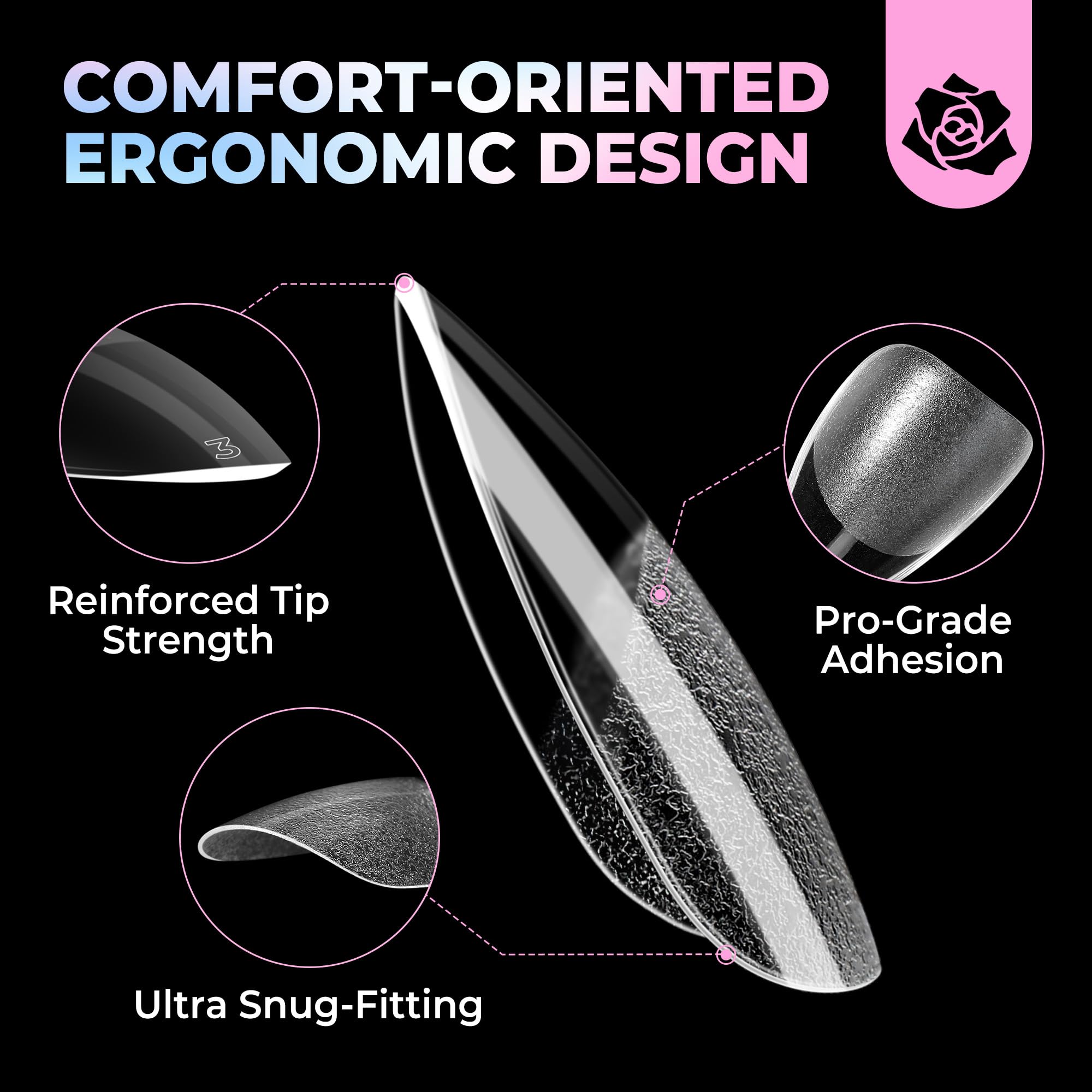 UNA GELLA set displaying 15 sizes for precise nail fitting