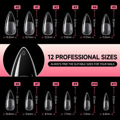 UNA GELLA shaped nails showing stiletto and almond options for styling versatility