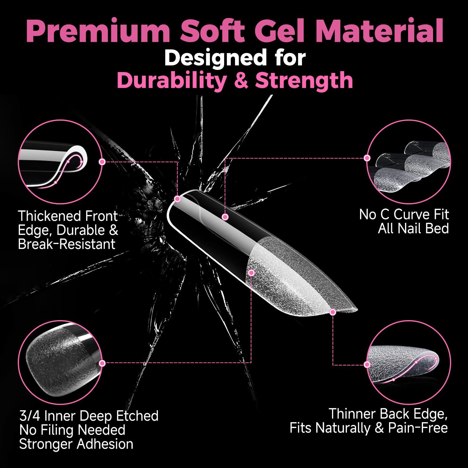 UNA GELLA side profile displaying medium square shape for neat nails