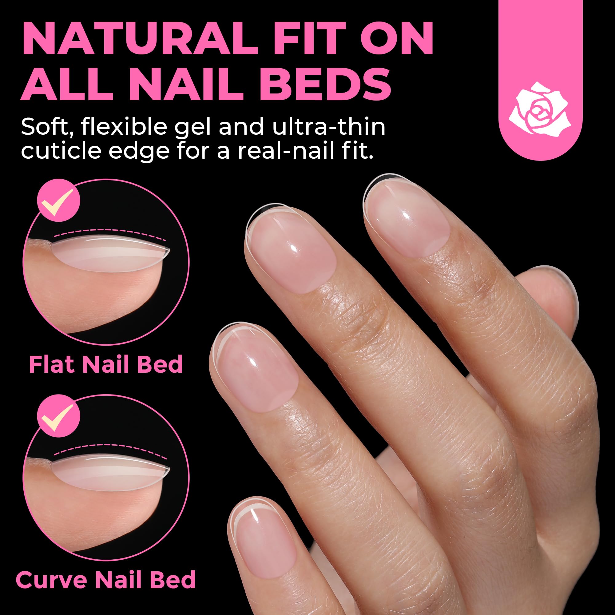 UNA GELLA array of 12 sizes displayed to show precise fit for every finger benefit