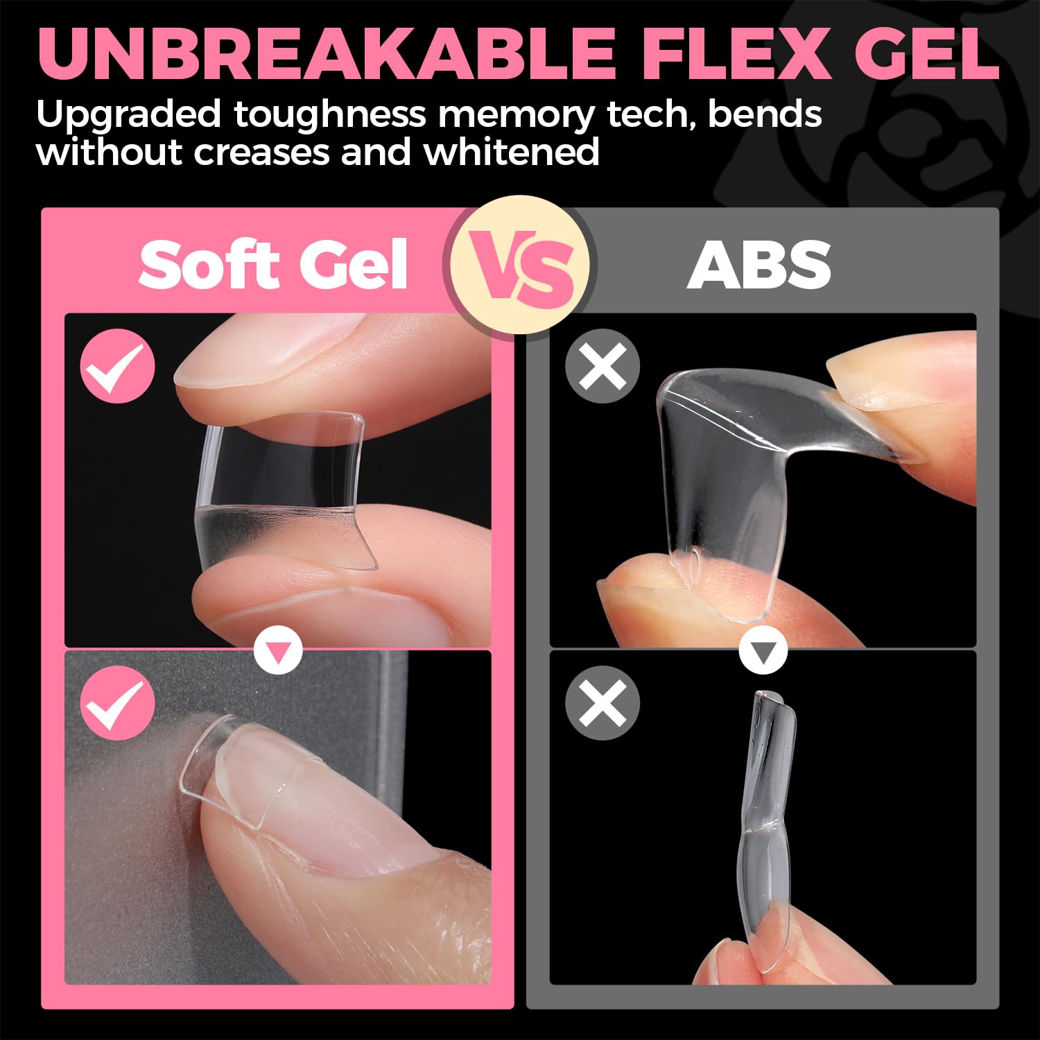 UNA GELLA size chart and labeled trays for quick size matching