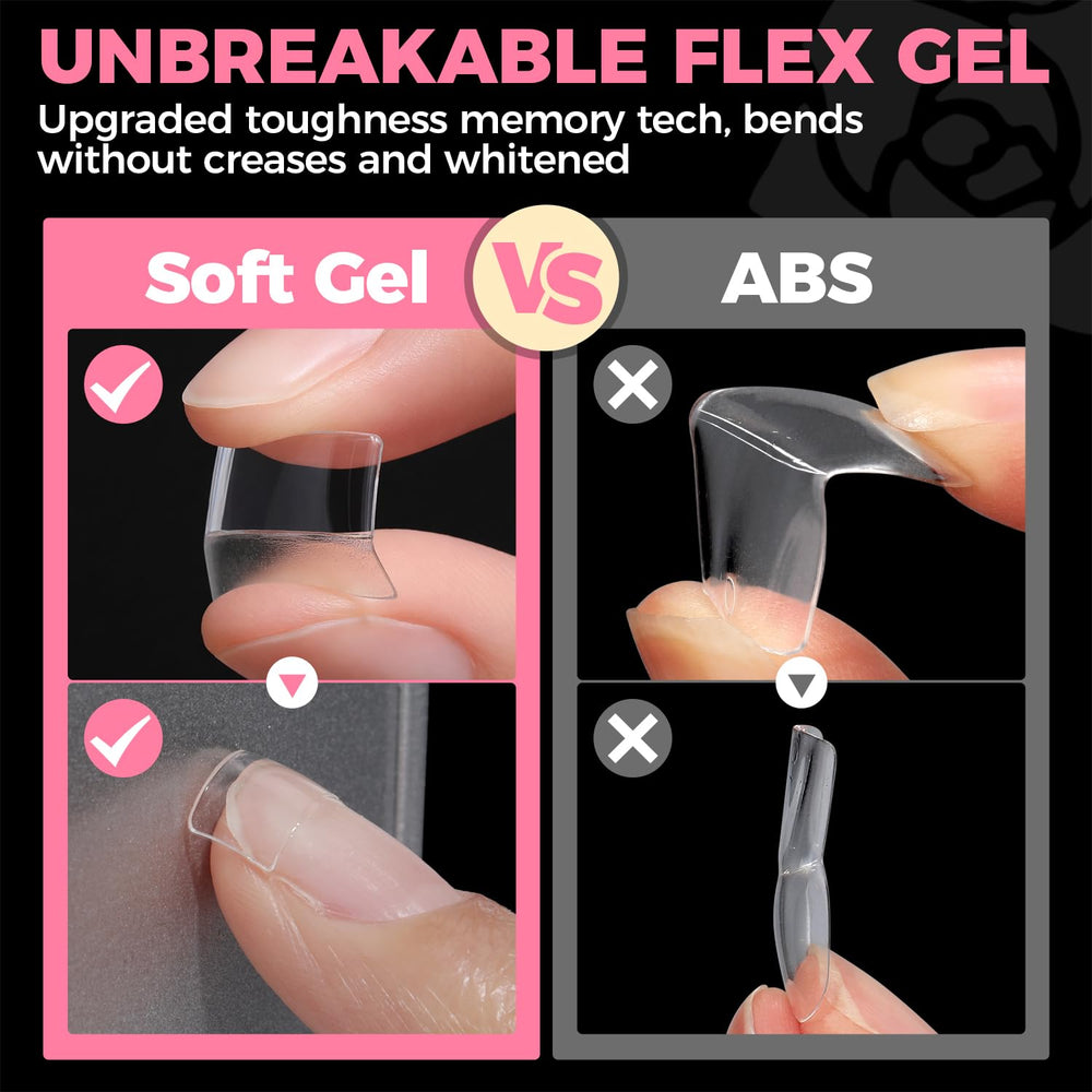 UNA GELLA size chart and labeled trays for quick size matching
