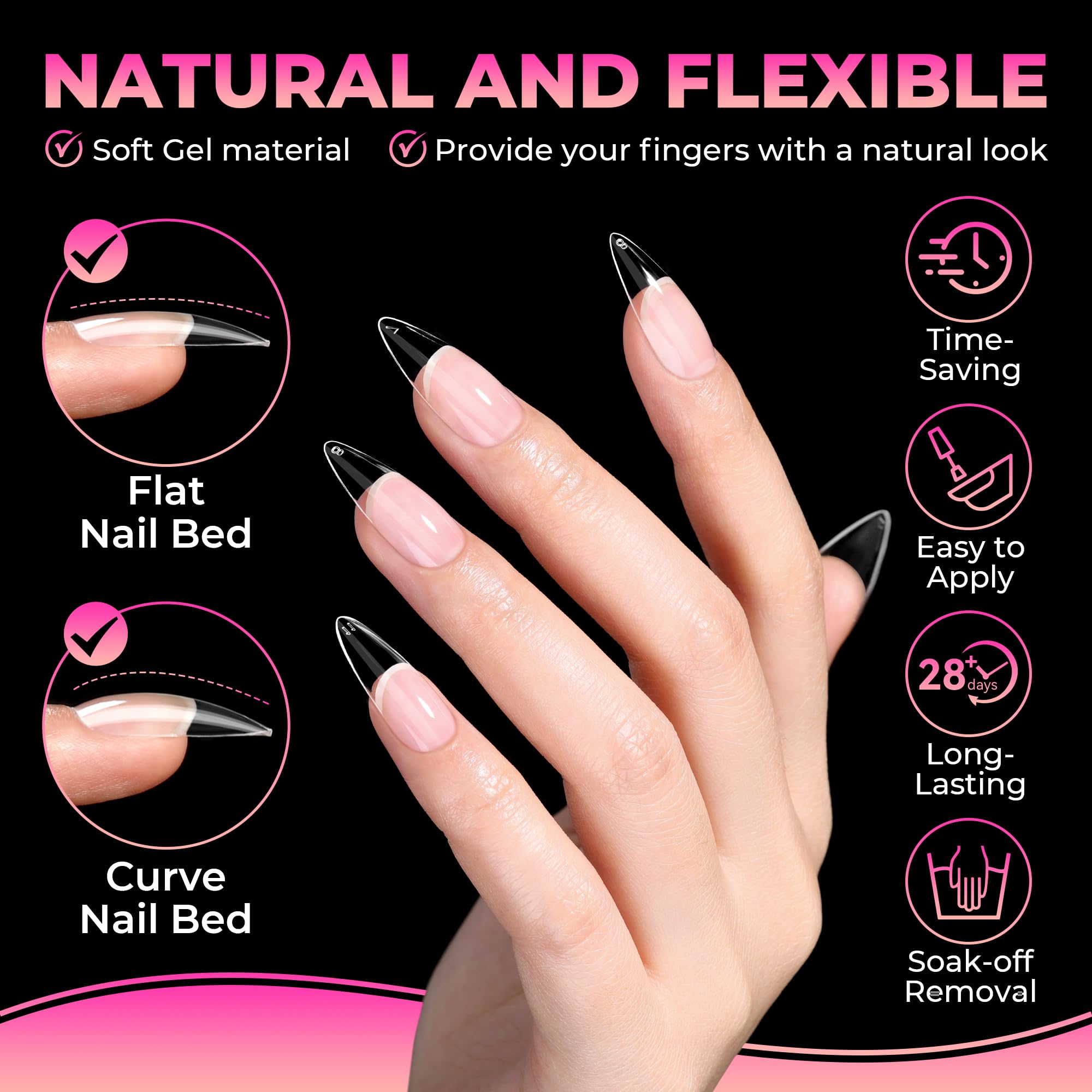 UNA GELLA numbered tips with size chart for quick precise fit selection benefit