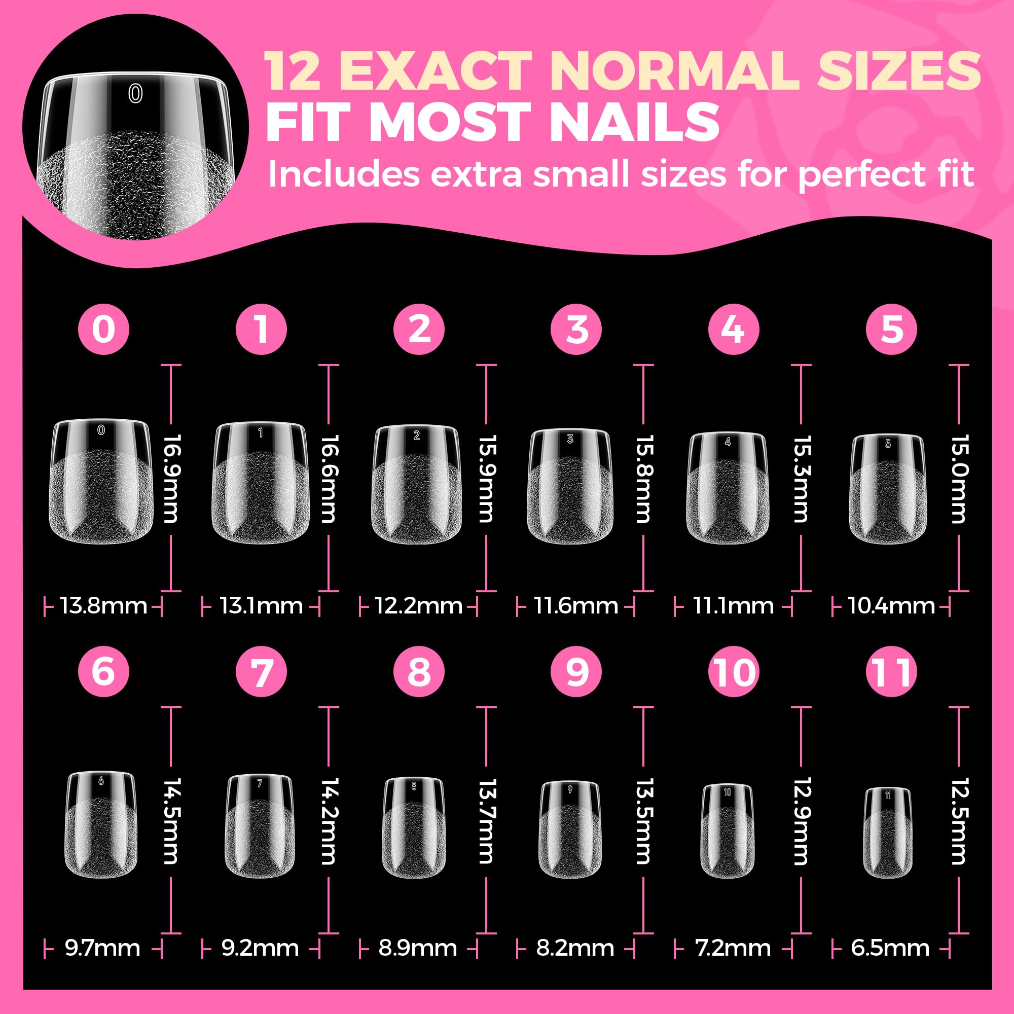 UNA GELLA size comparison layout across fingers, helps choose correct fit