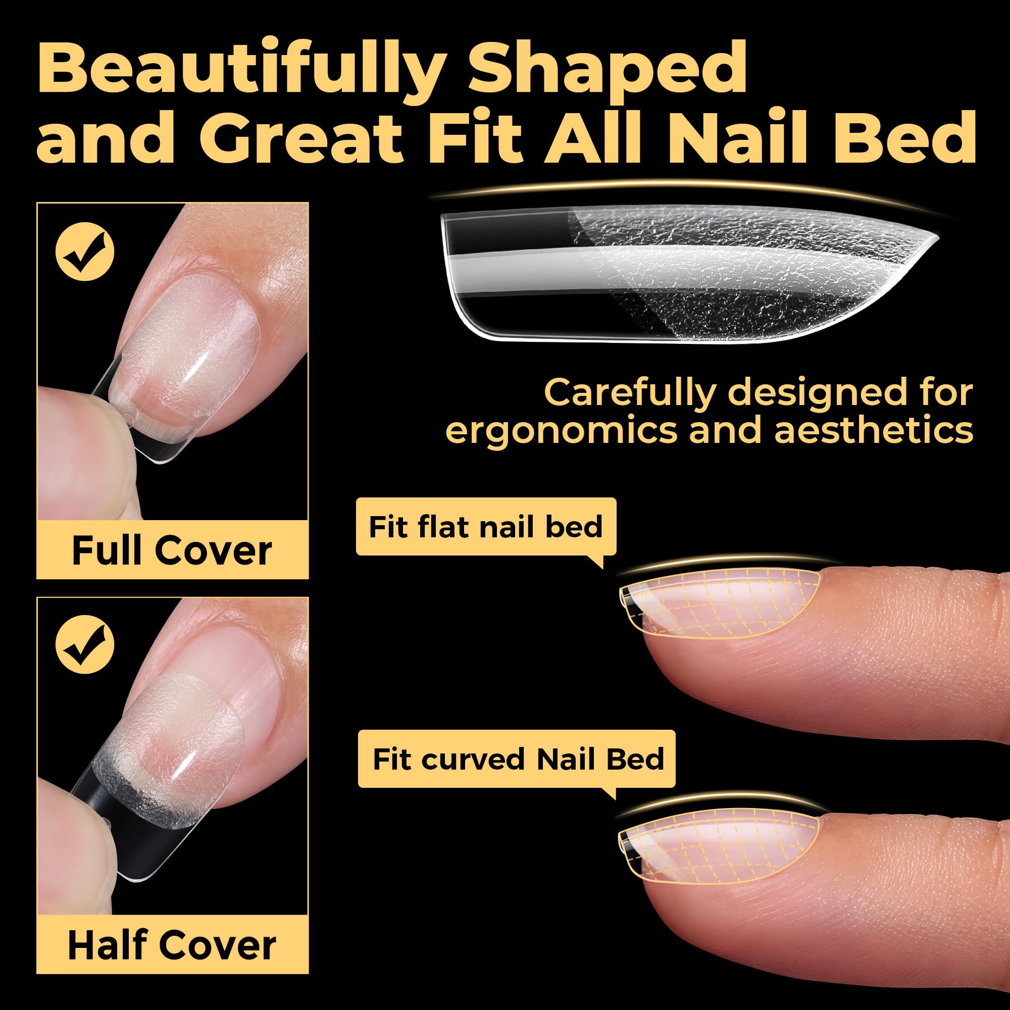 UNA GELLA display of 12 sizes lined up for precise nail matching