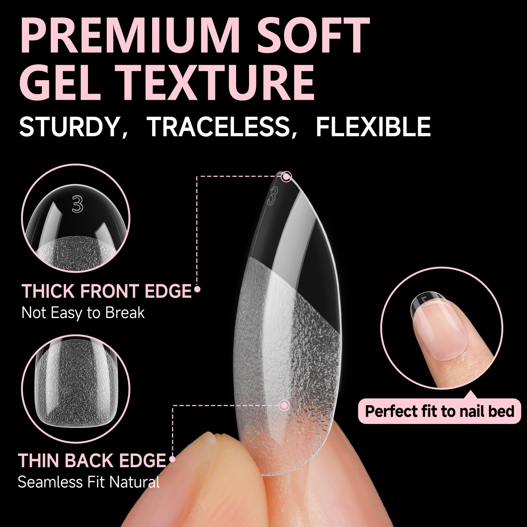 UNA GELLA size-sorted tray with numbered tips for quick size selection benefit