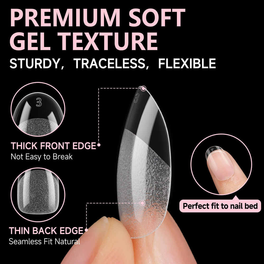 UNA GELLA size-sorted tray with numbered tips for quick size selection benefit