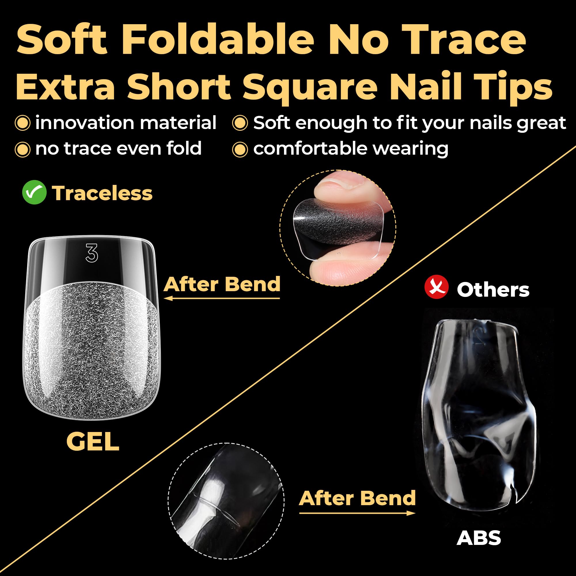 UNA GELLA soft gel tip bending to show flexibility and no creasing