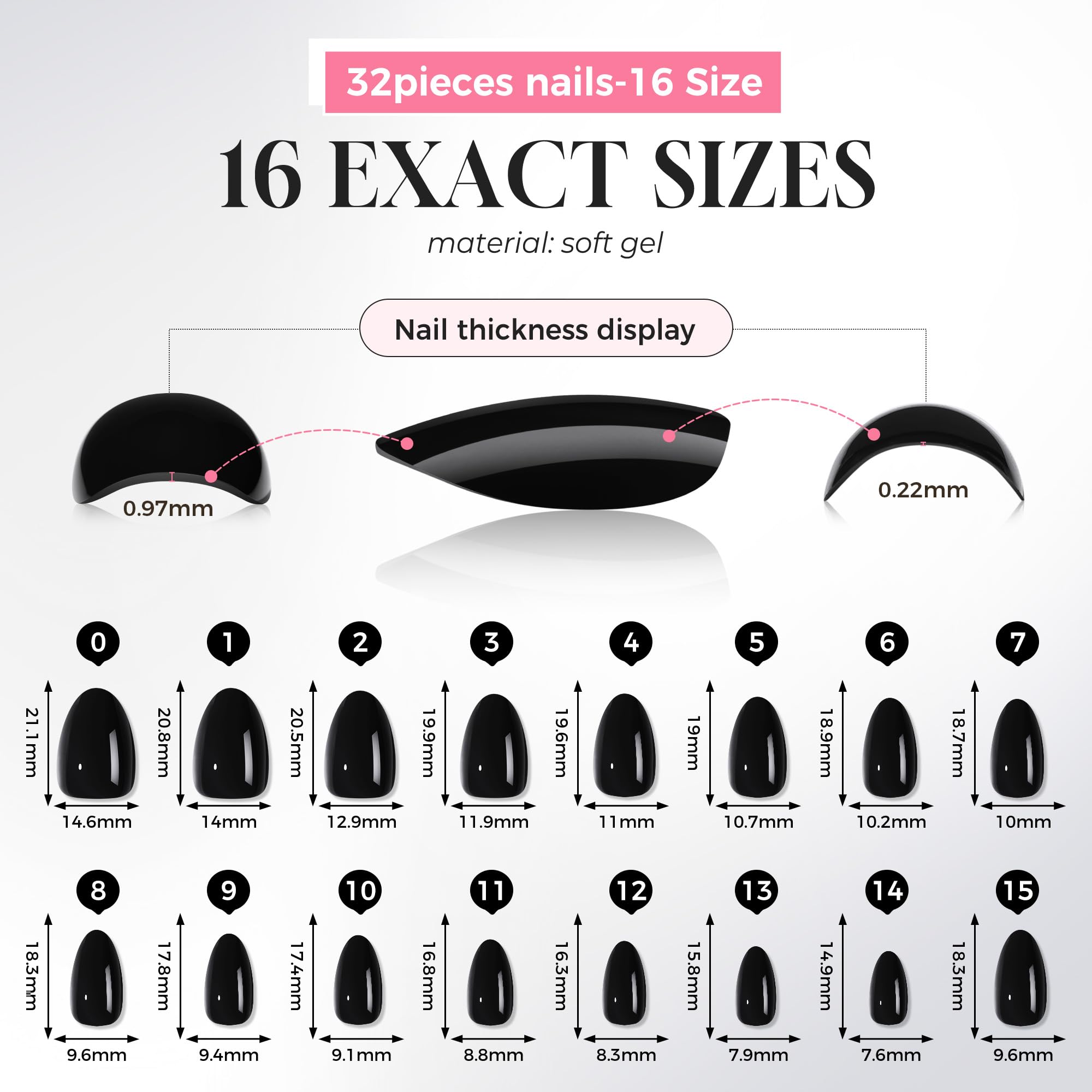 UNA GELLA storage tray and size chart for organized reuse and fit