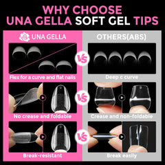 UNA GELLA bent tip showing soft gel flexibility and crease-resistant strength