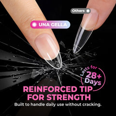 UNA GELLA texture bend test showing flexibility and break-resistance benefit