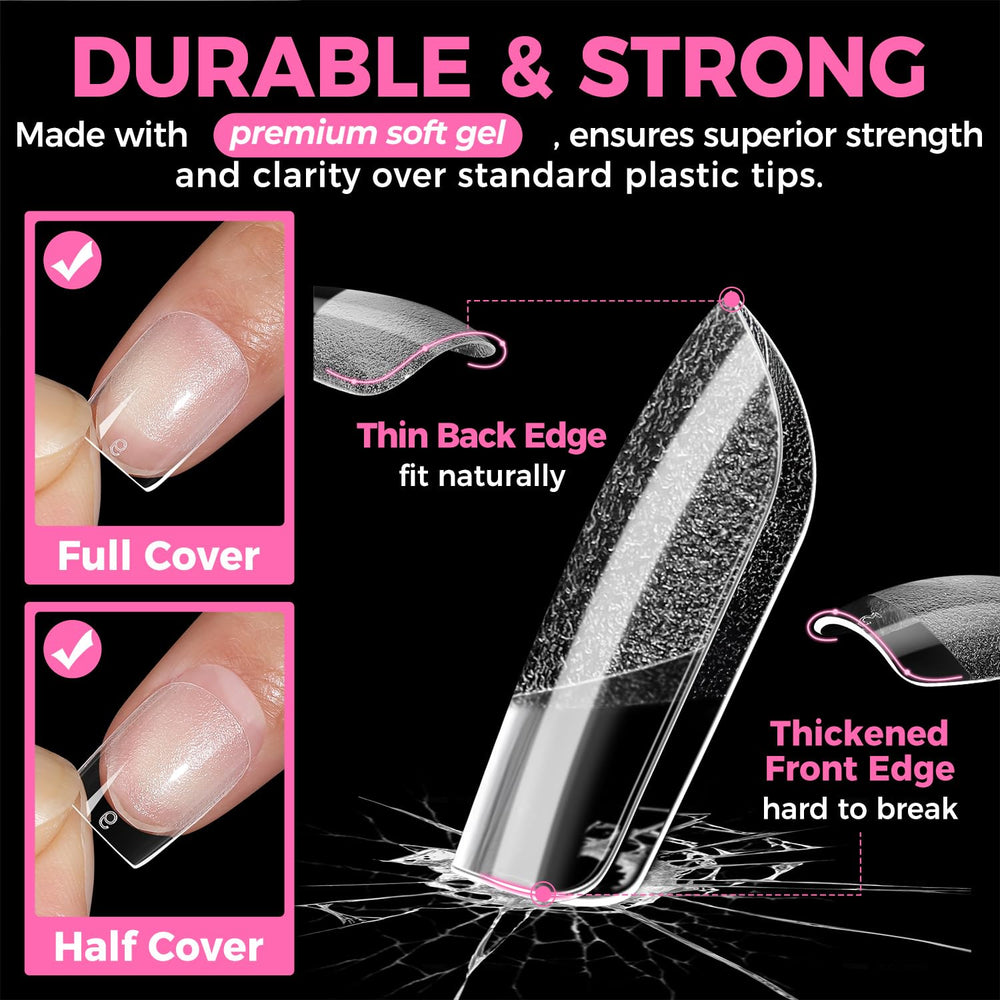 UNA GELLA thickened free edge detail demonstrating added durability and chip resistance