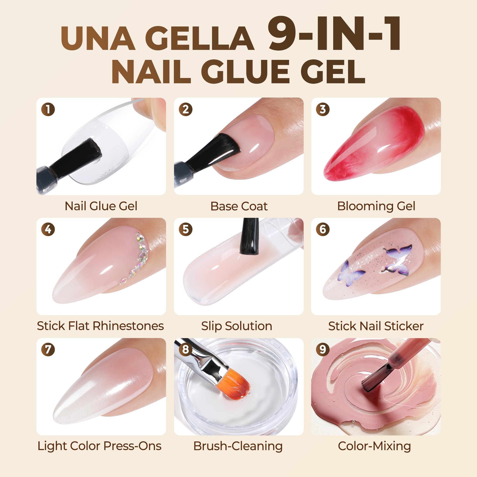 UNA GELLA filling gap between tip and natural nail to prevent lifting and water entry