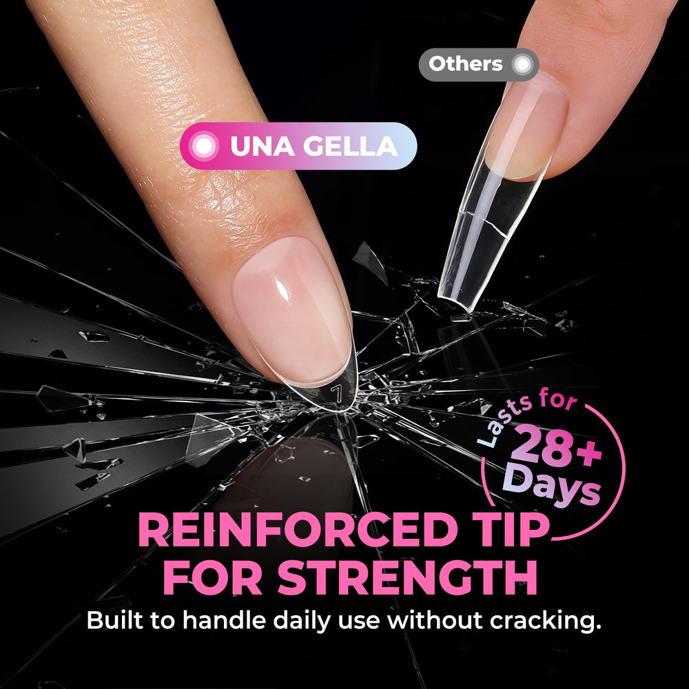UNA GELLA application on natural nails illustrating seamless natural look