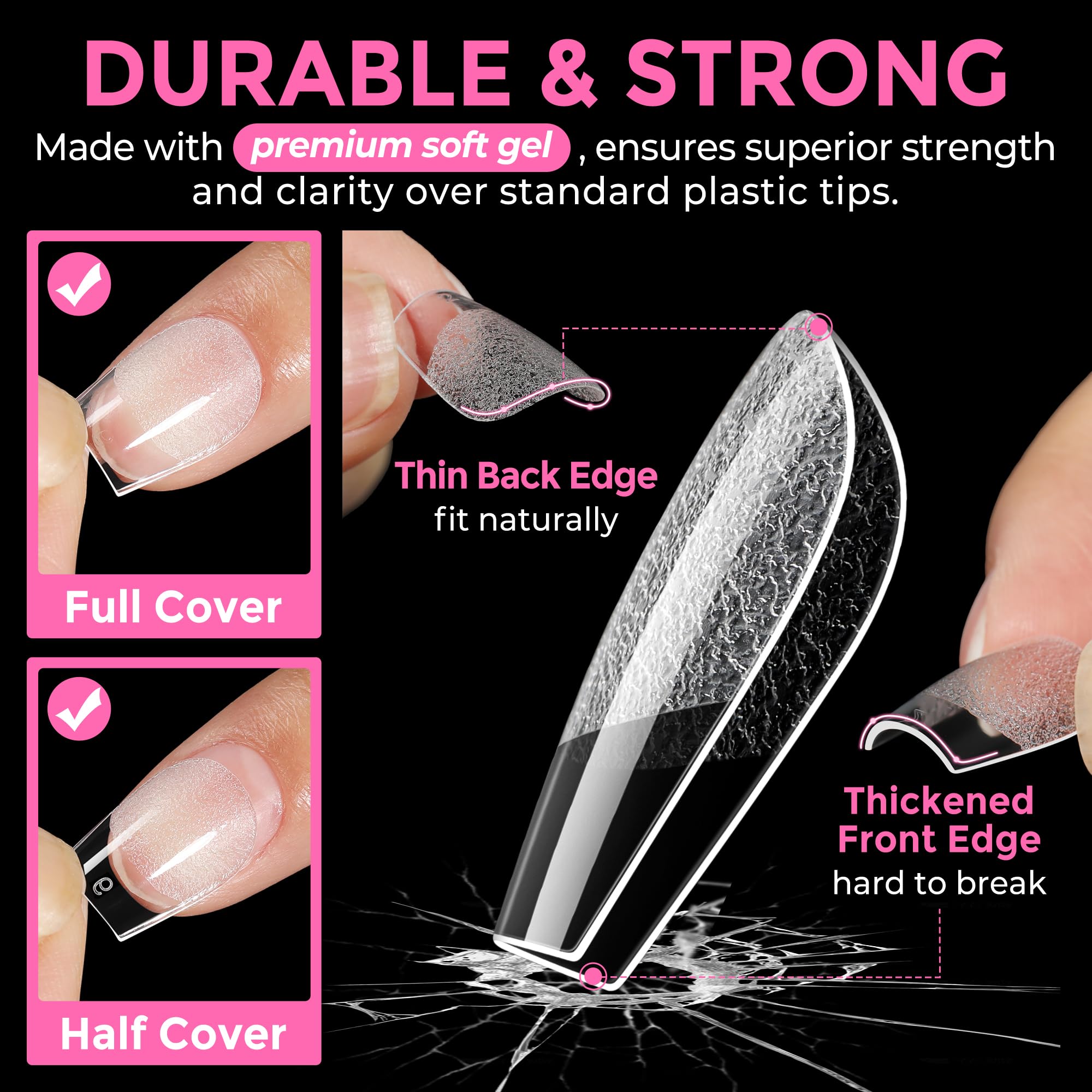 UNA GELLA applied press-on tips on nails showing instant polish-ready benefit