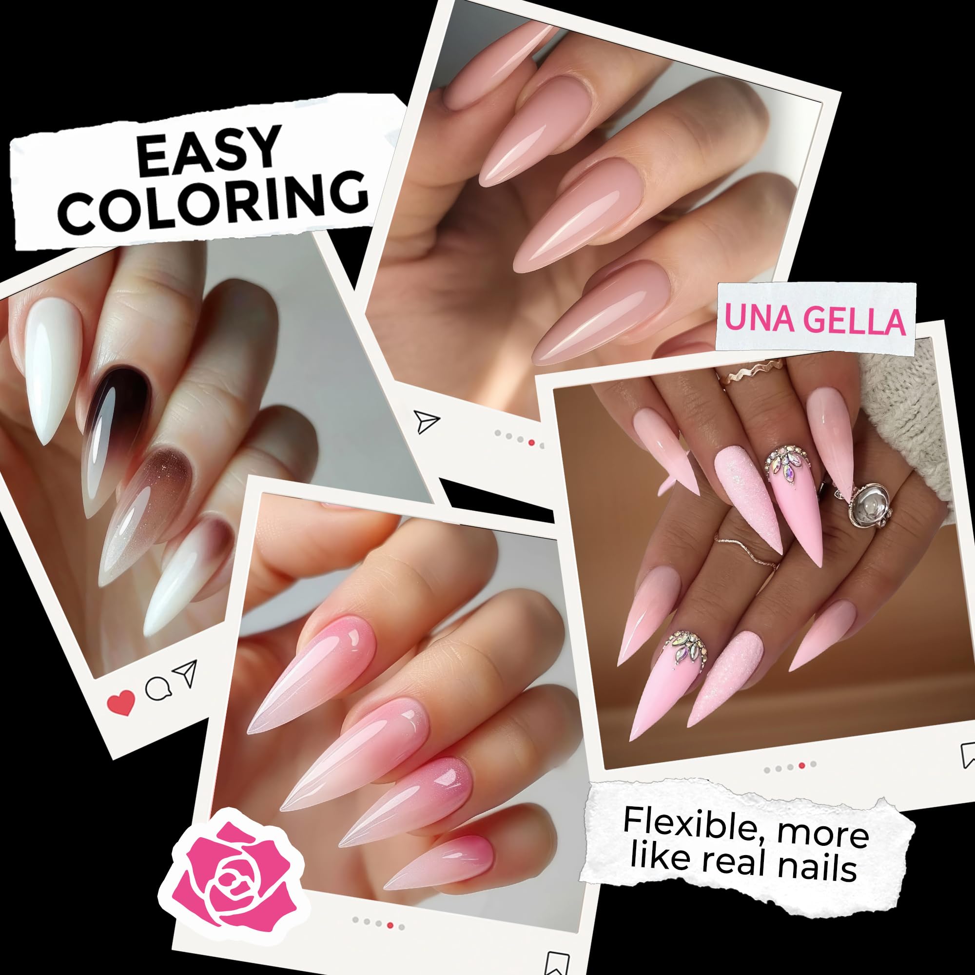 UNA GELLA tips in hand showing length and scale for visual sizing