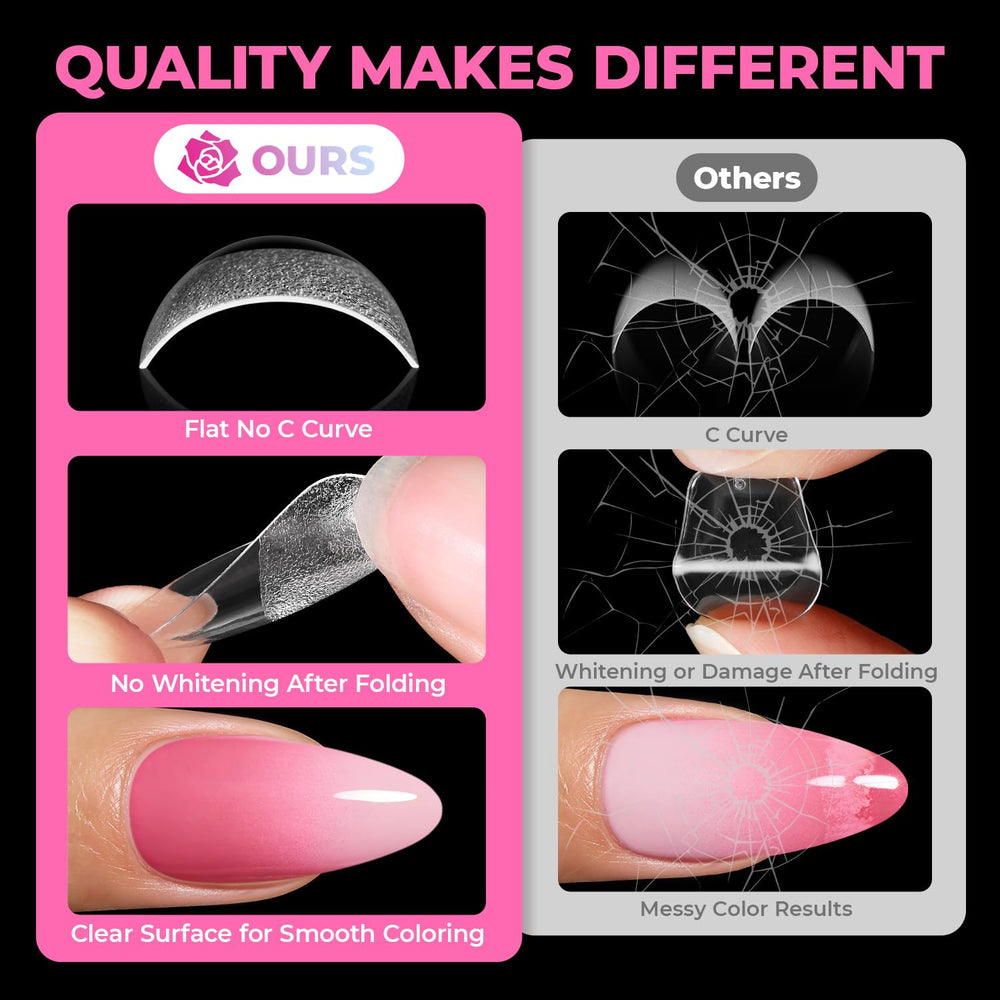 UNA GELLA tips applied as press-on nails, provides salon-quality look at home