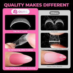 UNA GELLA tips applied as press-on nails, provides salon-quality look at home