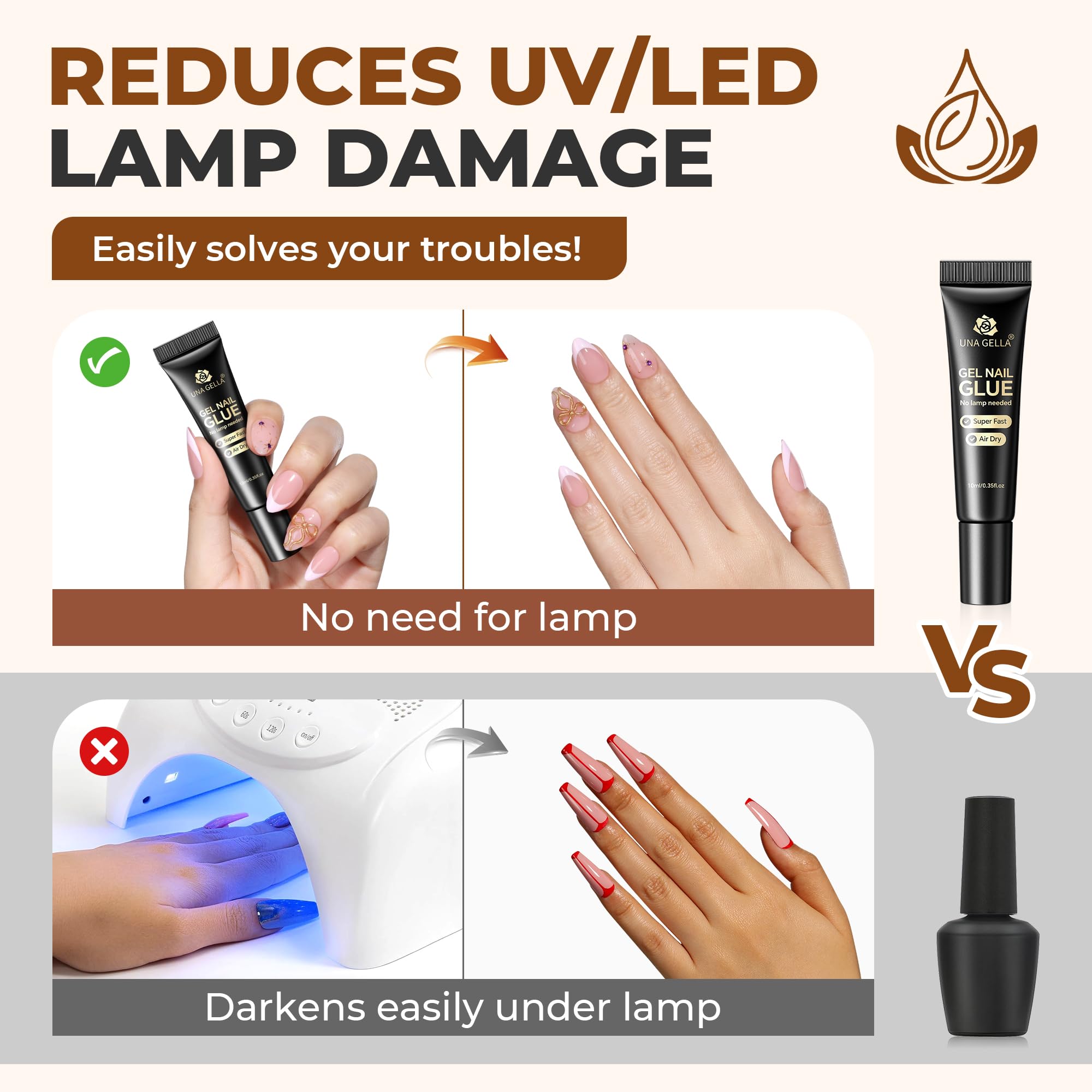 UNA GELLA tubes in a small travel pouch for on-the-go nail fixes