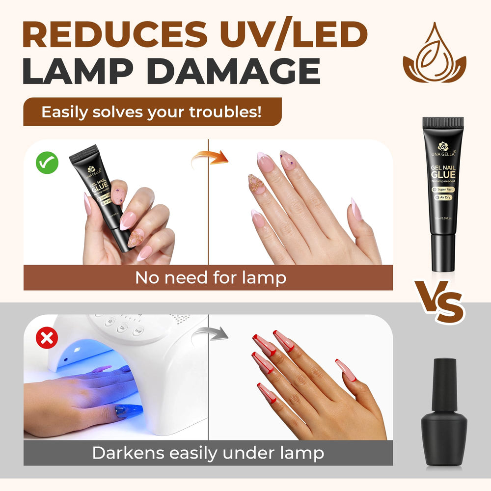 UNA GELLA tubes in a small travel pouch for on-the-go nail fixes