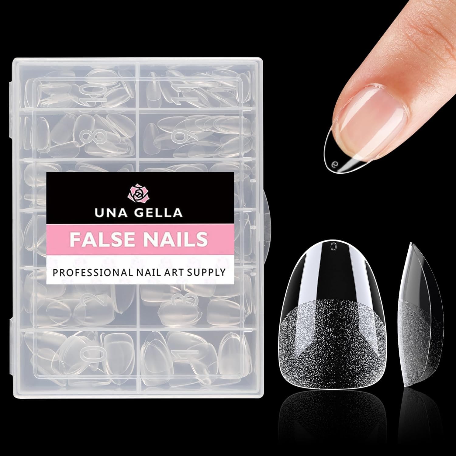 UNA GELLA trimmed and painted short almond nails shown in lifestyle setting for polished look