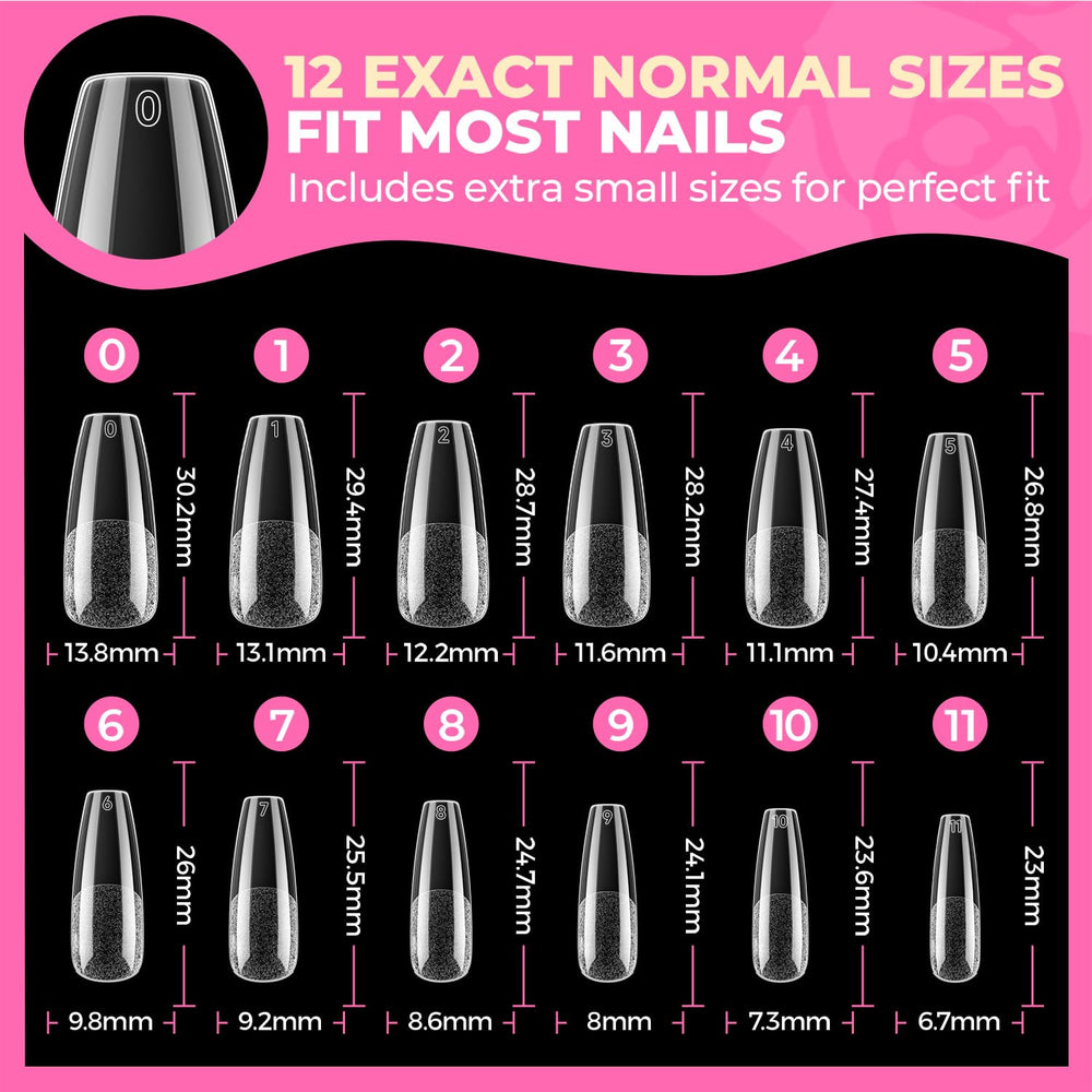 UNA GELLA trimmed and shaped tips showing customizable length options