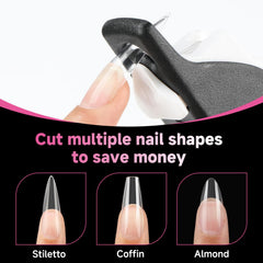 UNA GELLA trimmed tips demonstrating conversion to coffin and almond styles