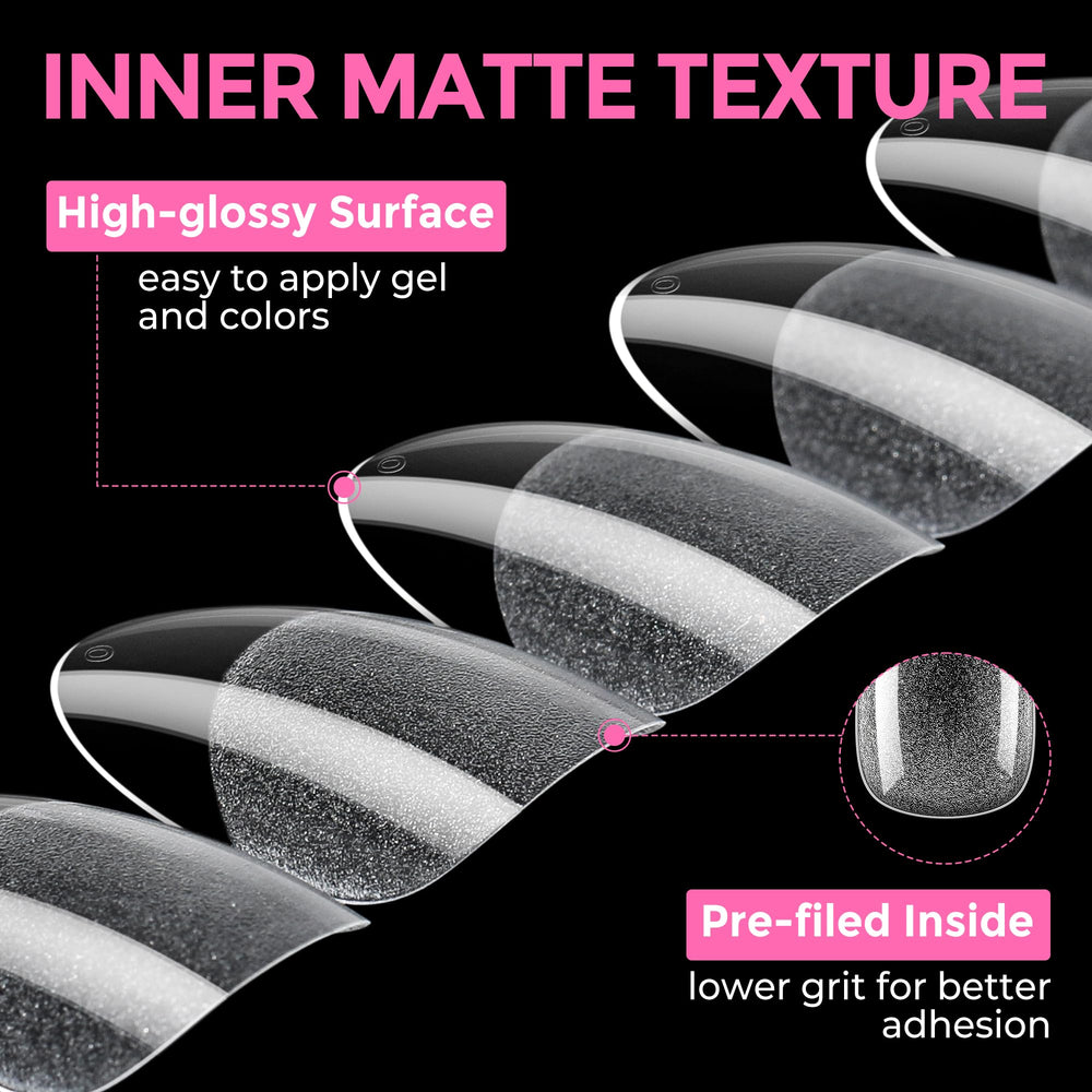 UNA GELLA trimming a tip before polish illustrating easy customization and fit